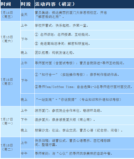 2017年优秀大学生暑期夏令营